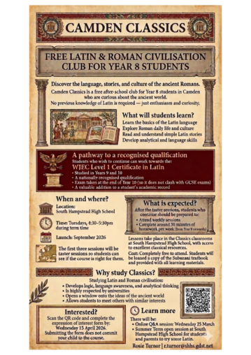 Camden Classics: After-School Club for Year 8 Pupils in London